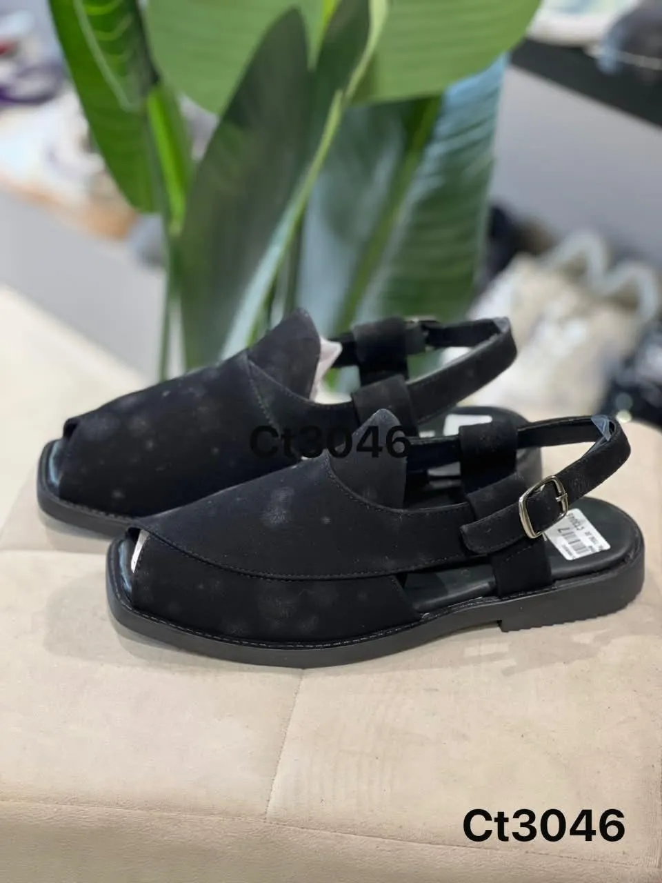 Suede Peshawari Sandal in Black