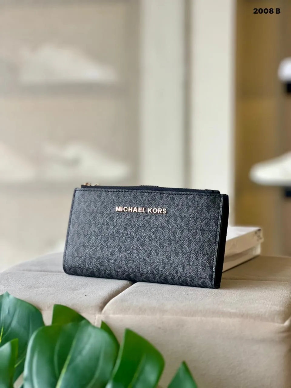 Monogram Zip Wallet in Navy