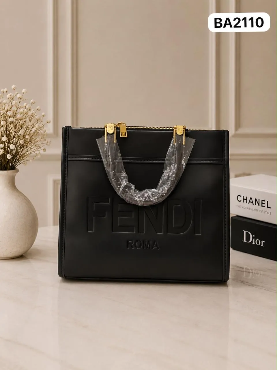Logo Shopper Tote in Black