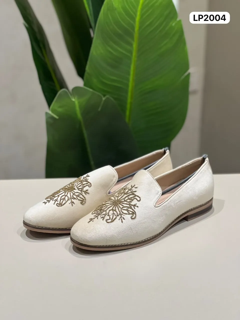 Embroidered Party Loafer in Ivory