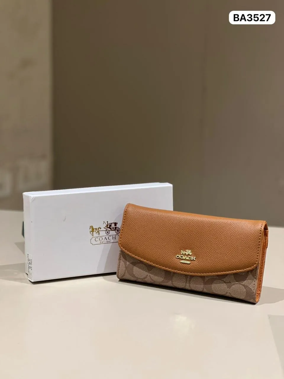Signature Flap Wallet in Tan