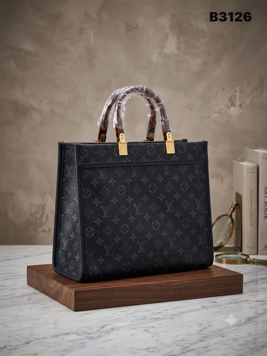 Embossed Shopper Tote in Black