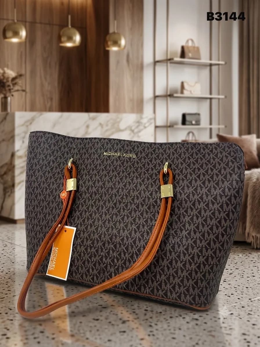 Monogram Satchel Tote in Brown