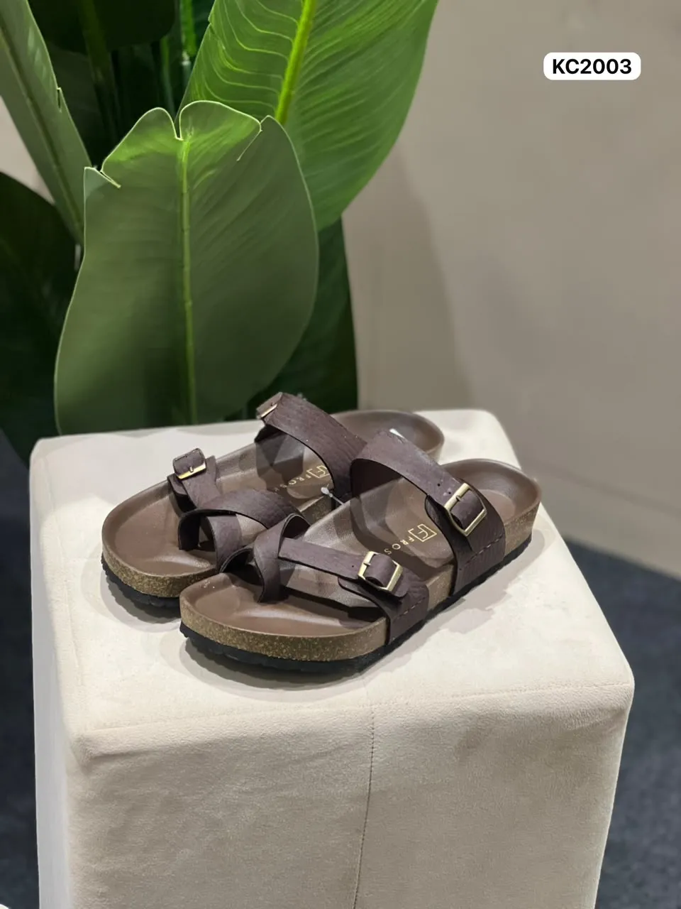 Cork Strap Sandal in Brown