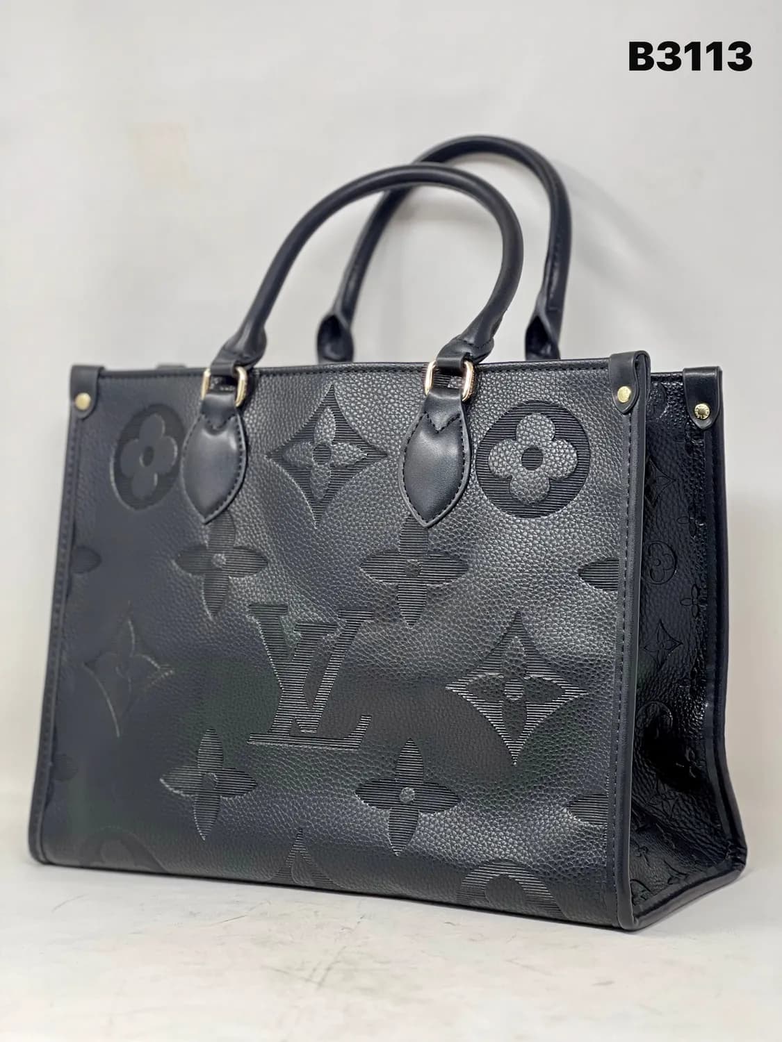 Embossed Monogram Tote in Black