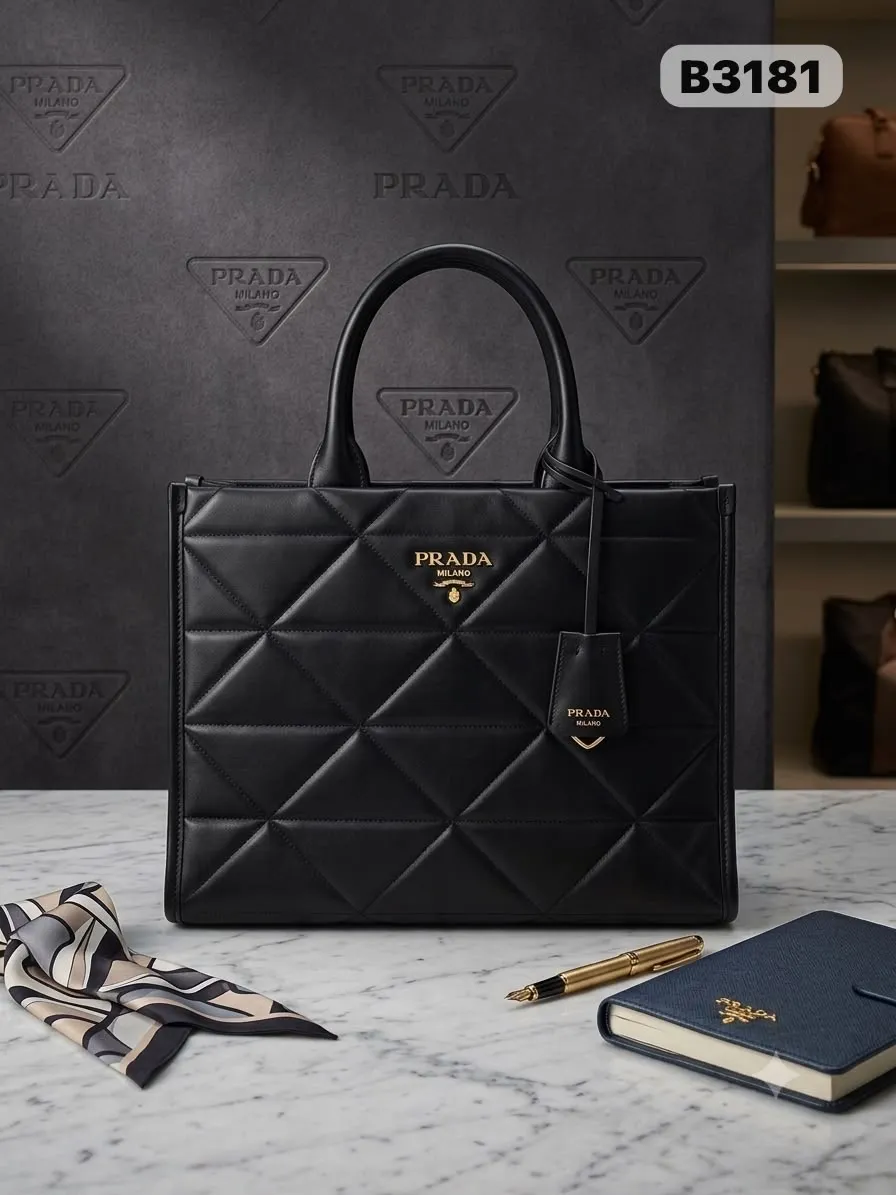 Quilted Shopper in Black