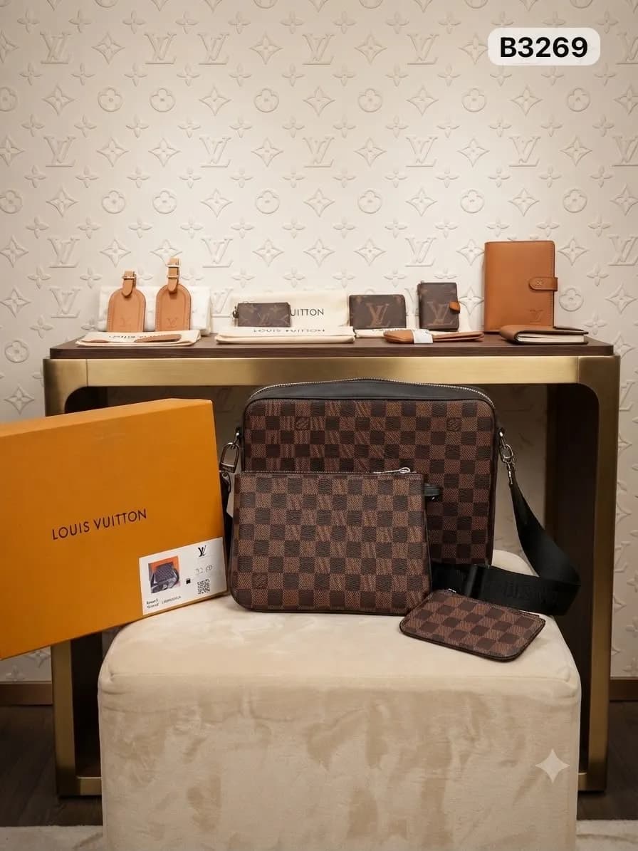 Check Crossbody Set in Brown