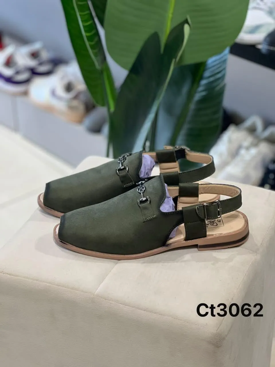 Bit Slingback Sandal in Olive, view 2