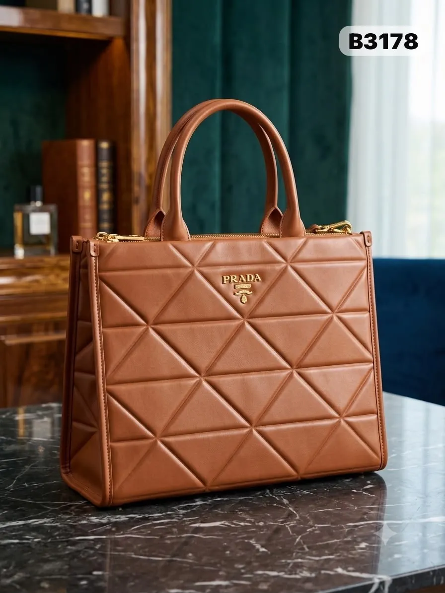 Quilted Tote in Cognac