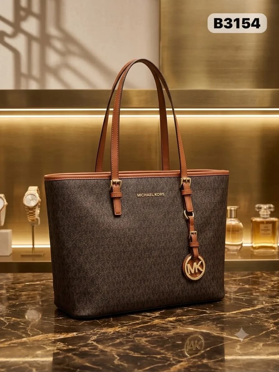 Monogram Shopper Tote in Brown