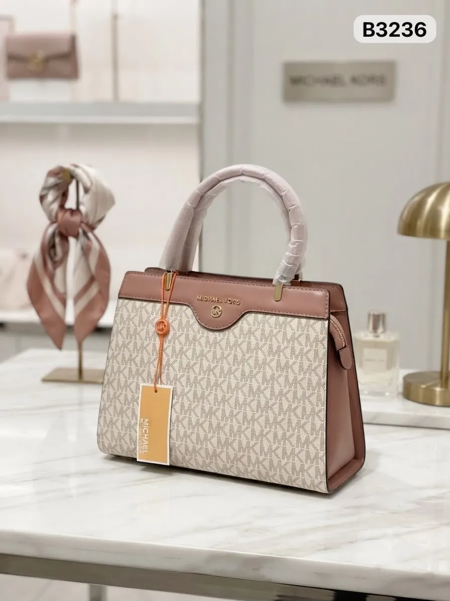 Monogram Satchel in Cream & Rose