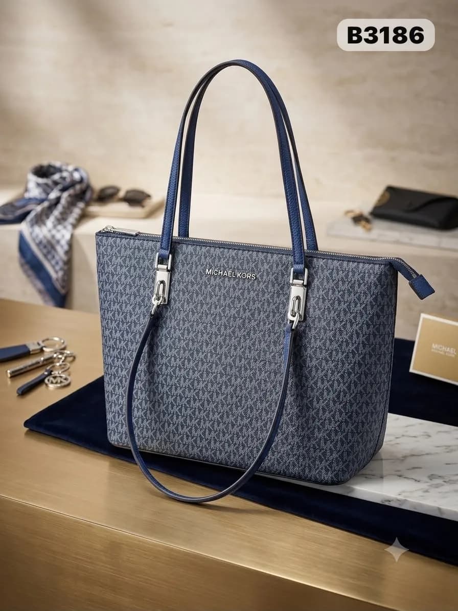 Monogram Tote in Denim Blue