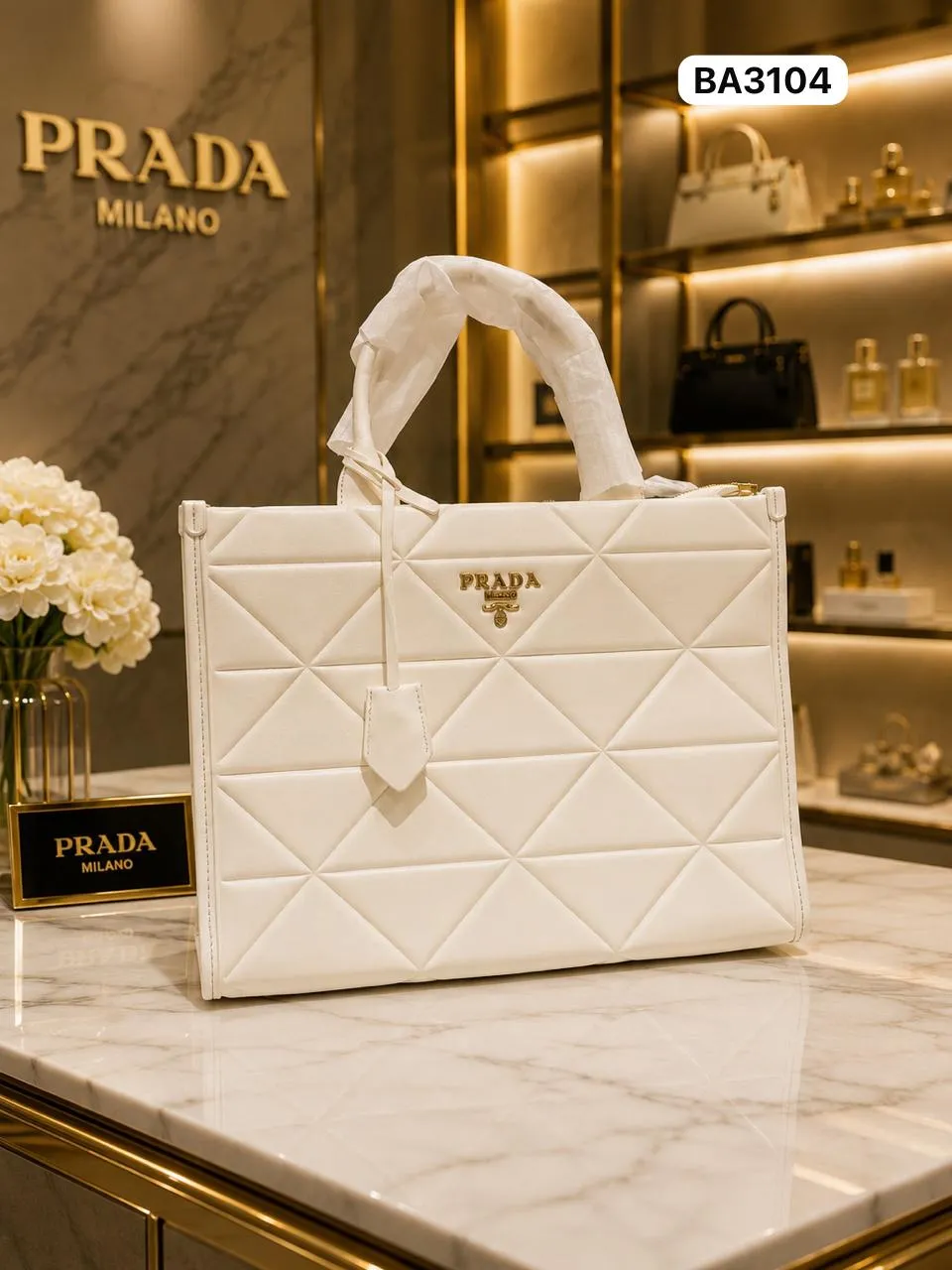 Quilted Tote in White