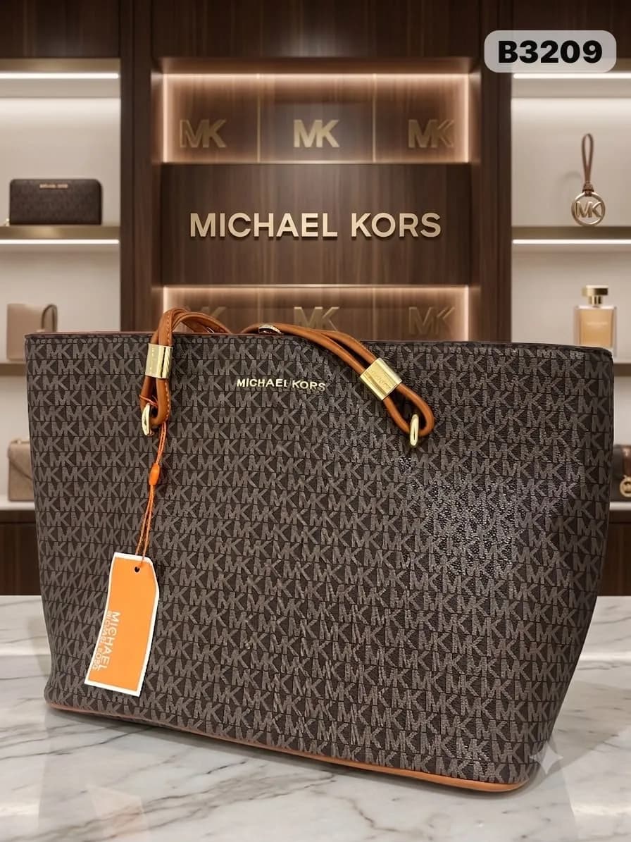 Monogram Tote in Brown & Tan (B3209)