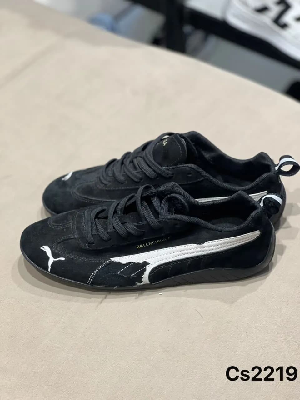 Racing Low in Black Suede