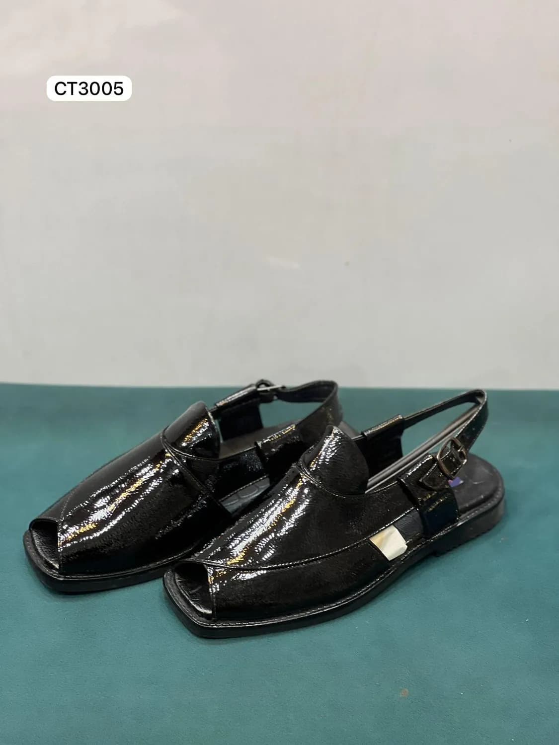 Patent Peshawari Sandal in Black, view 1