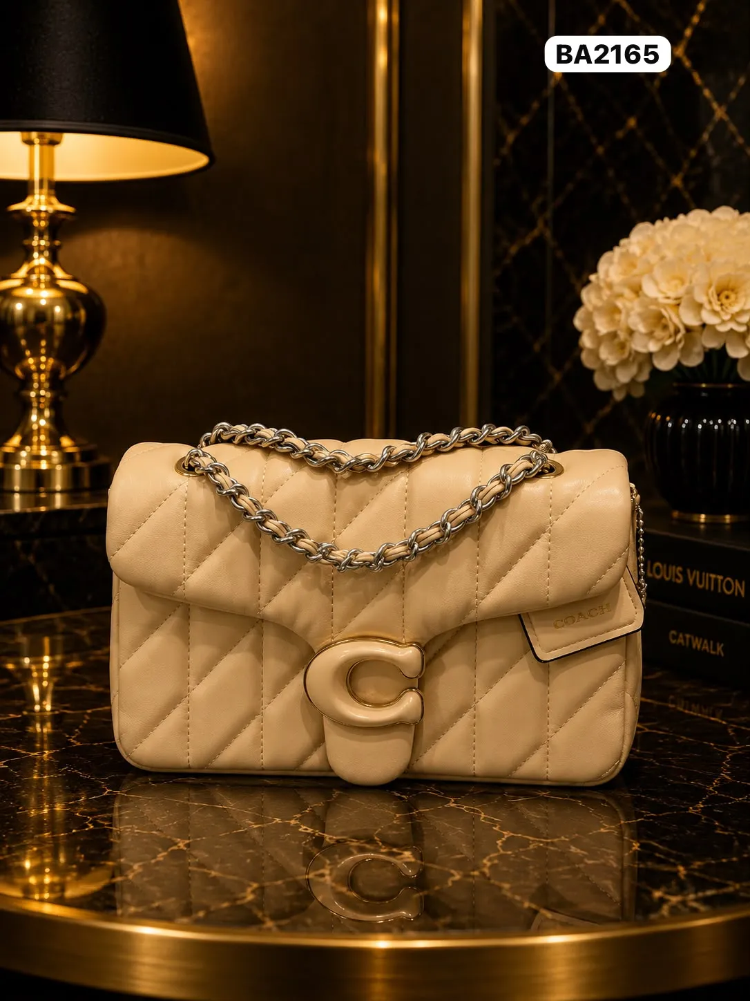 Quilted Chain Bag in Cream