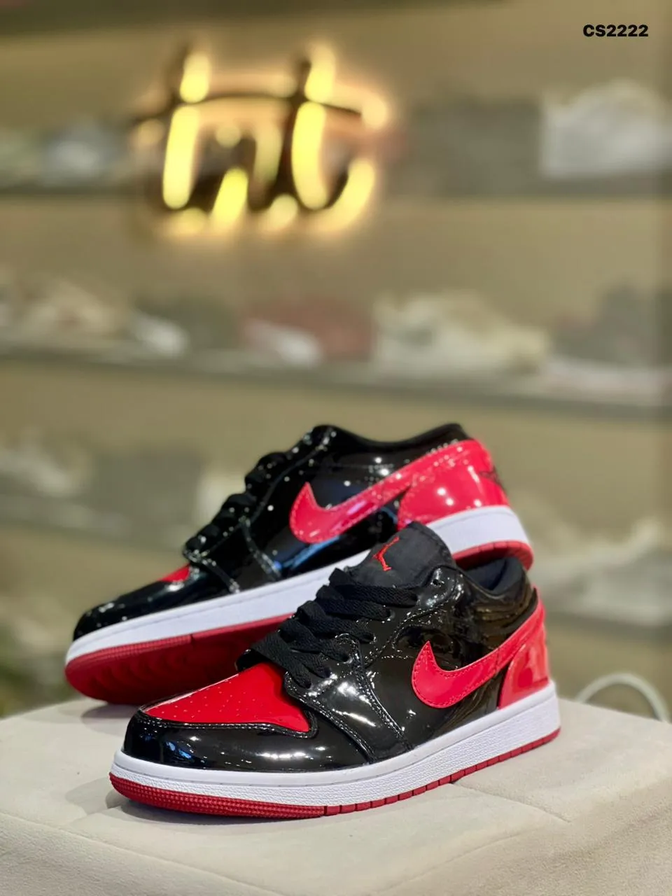 Basketball Low in Red & Black Patent