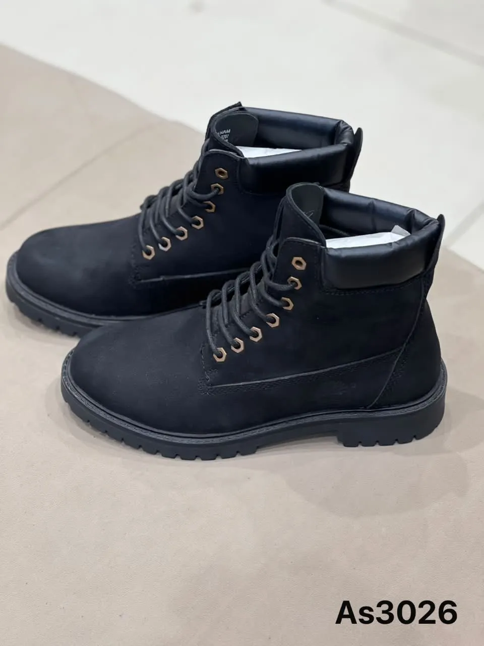 Suede Lace-Up Boot in Black (AS3026)