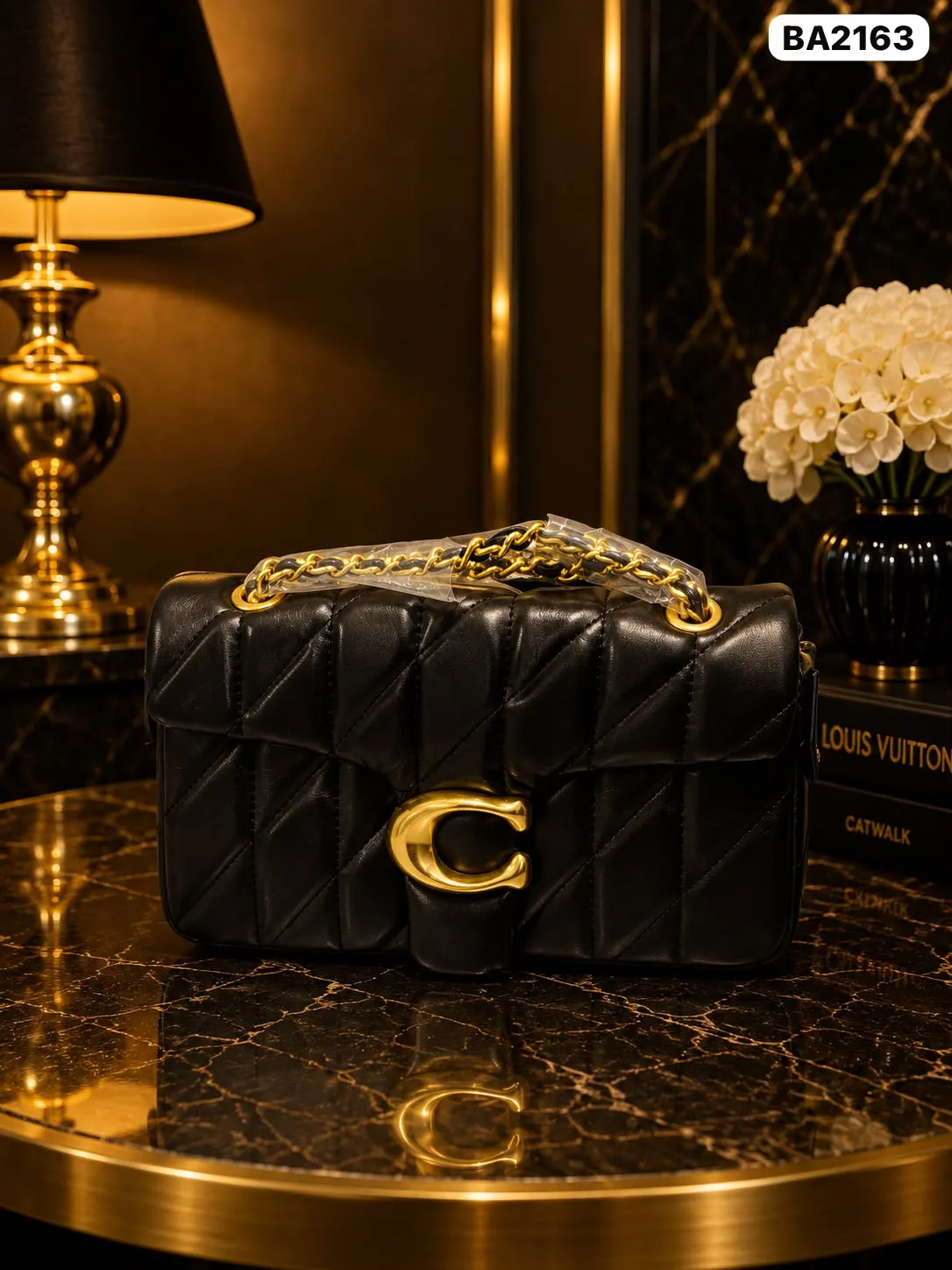 Quilted Buckle Bag in Black