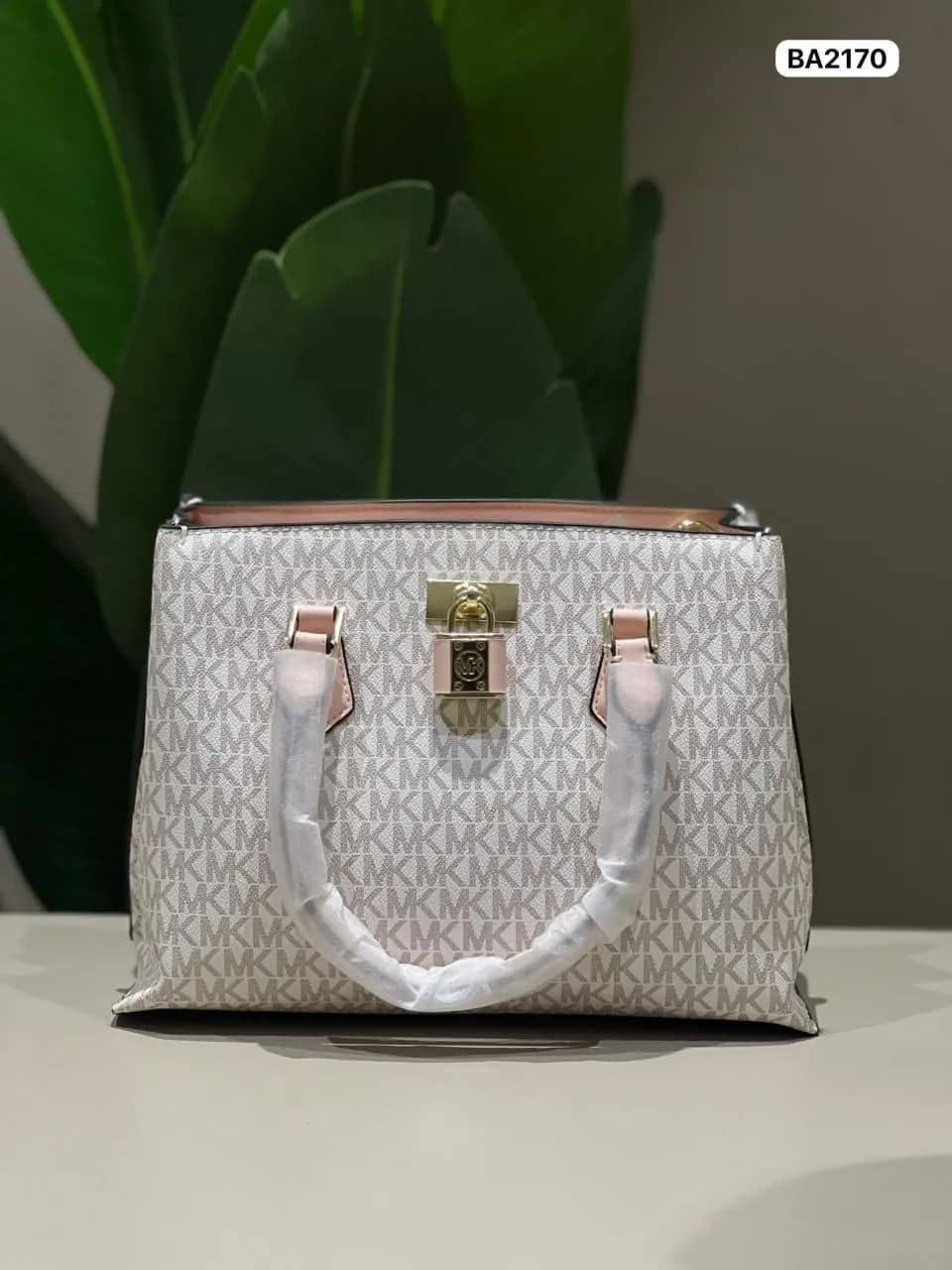 Padlock Satchel in Cream & Blush