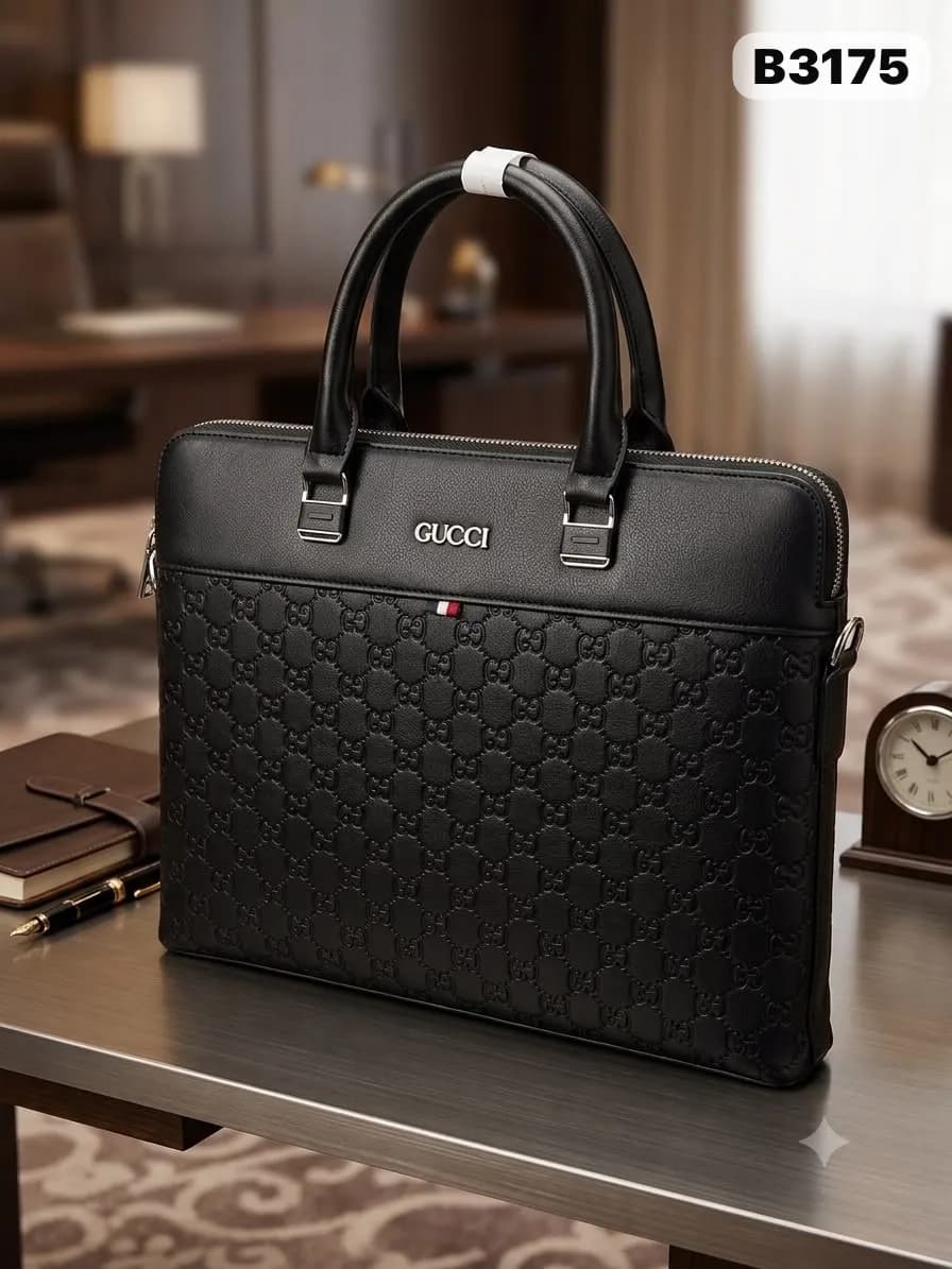 Embossed Office Bag in Black