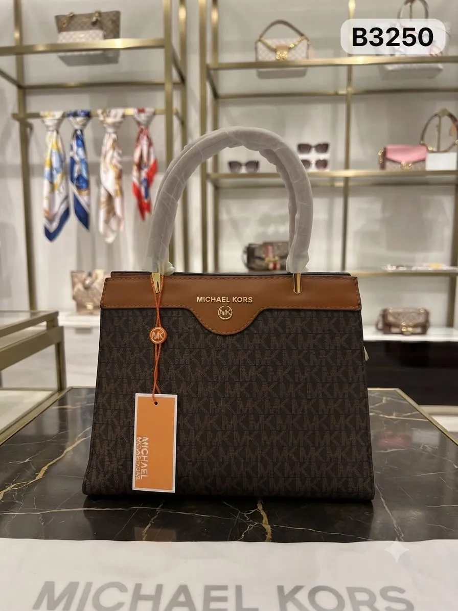 Monogram Satchel in Brown & Tan (B3250)