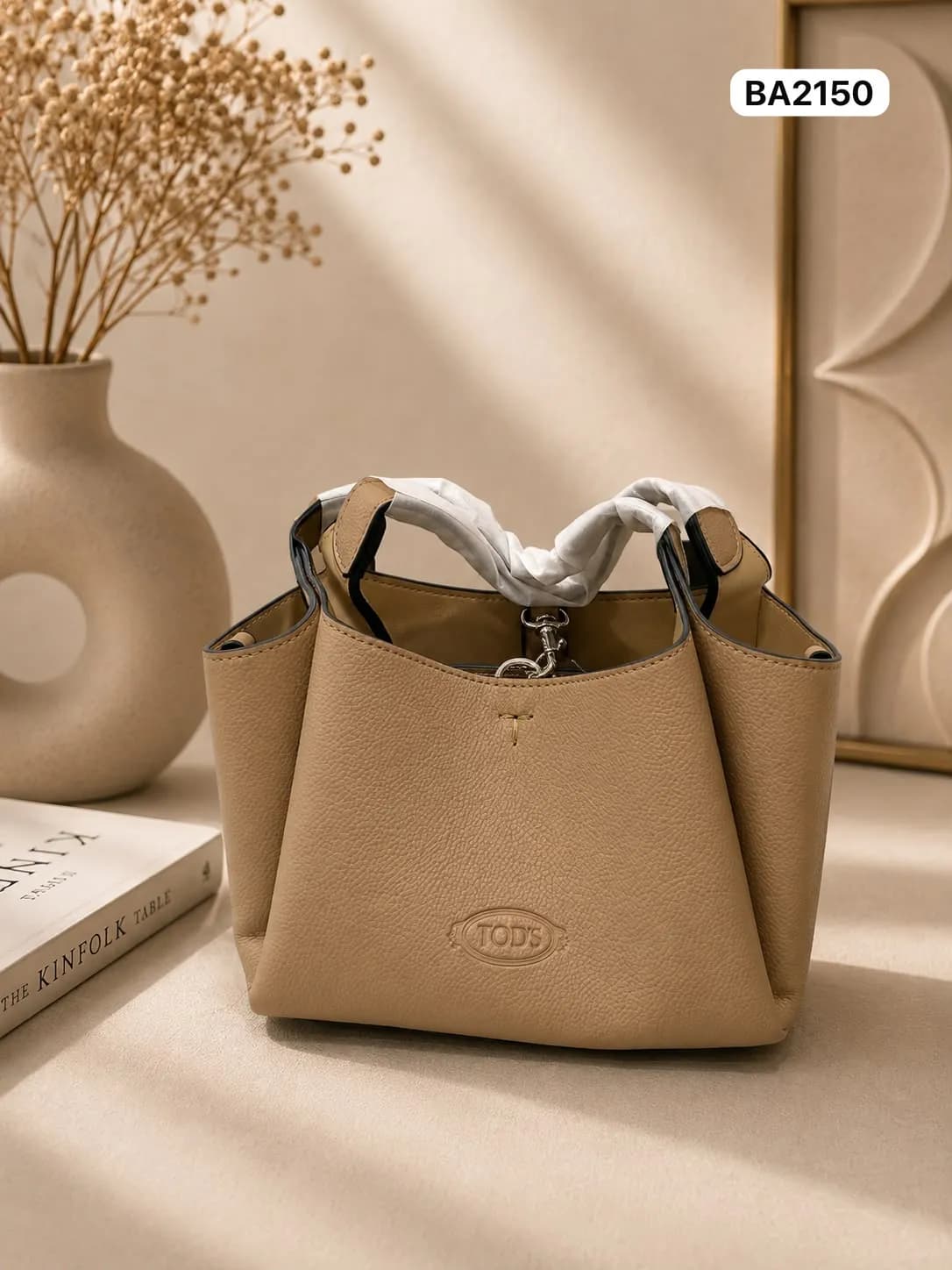 Soft Bucket Tote in Beige