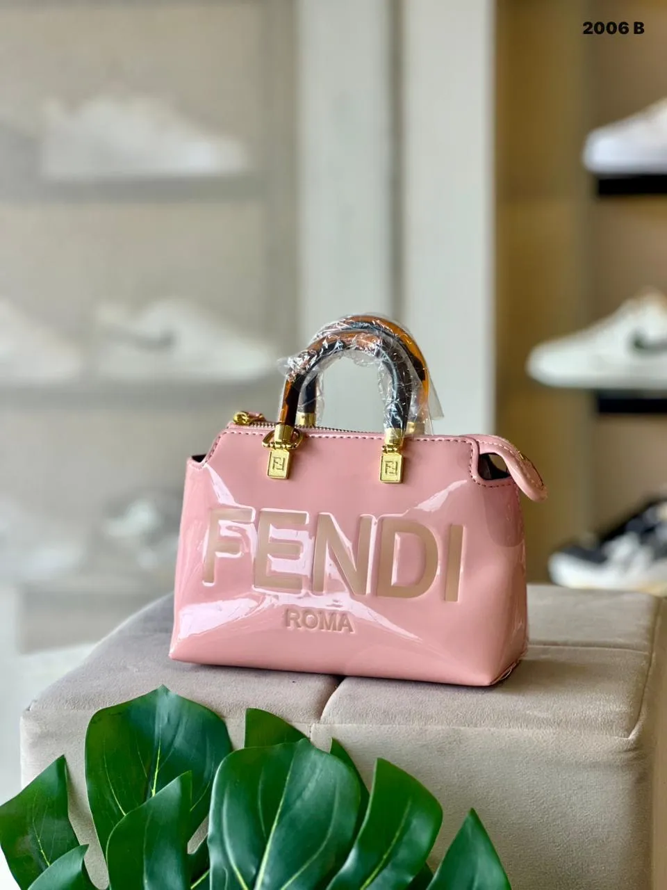 Logo Barrel Bag in Pink Patent