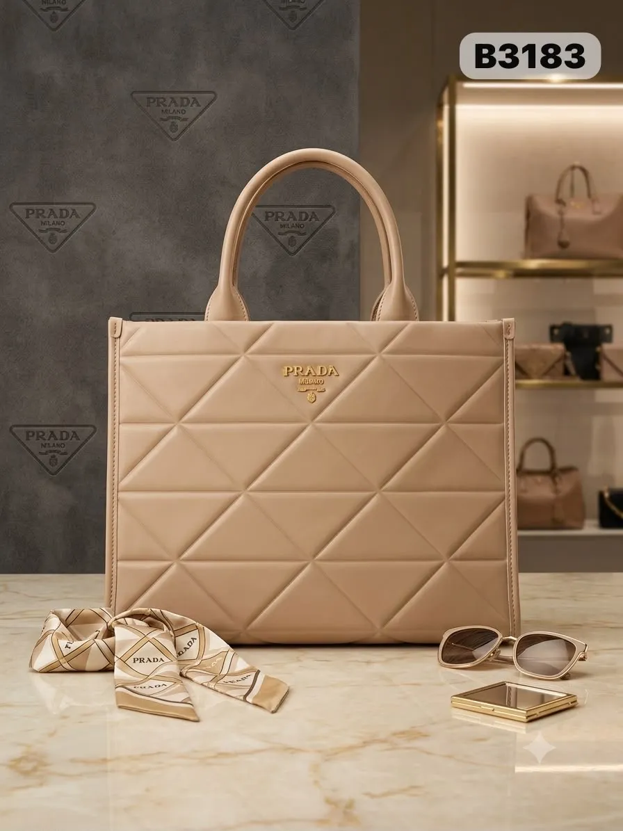 Quilted Tote in Nude