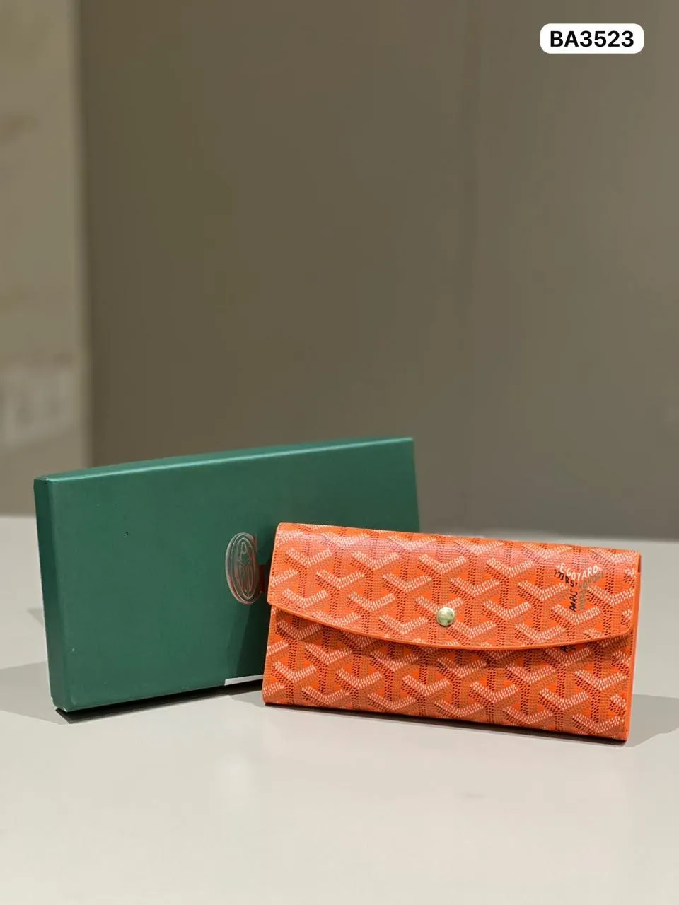 Chevron Print Wallet in Tangerine