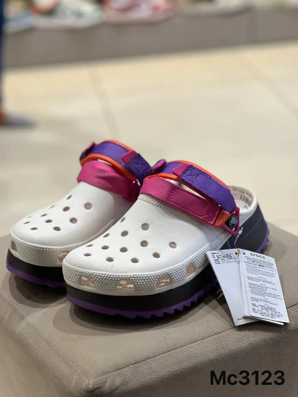 Platform Clog in Cream & Berry