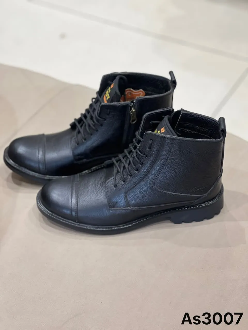 Cap-Toe Lace-Up Boot in Black
