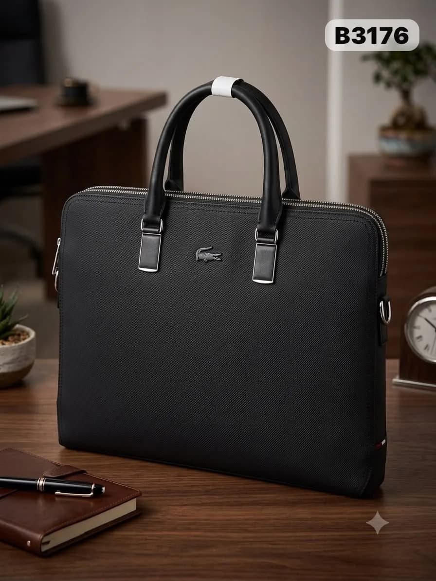 Slim Laptop Briefcase in Black