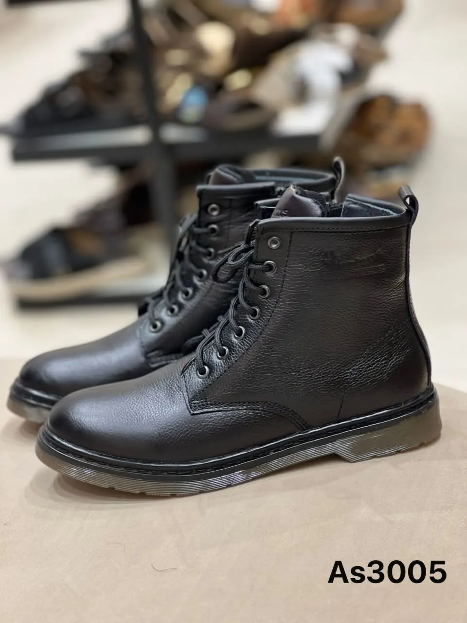 Lace-Up Combat Boot in Black