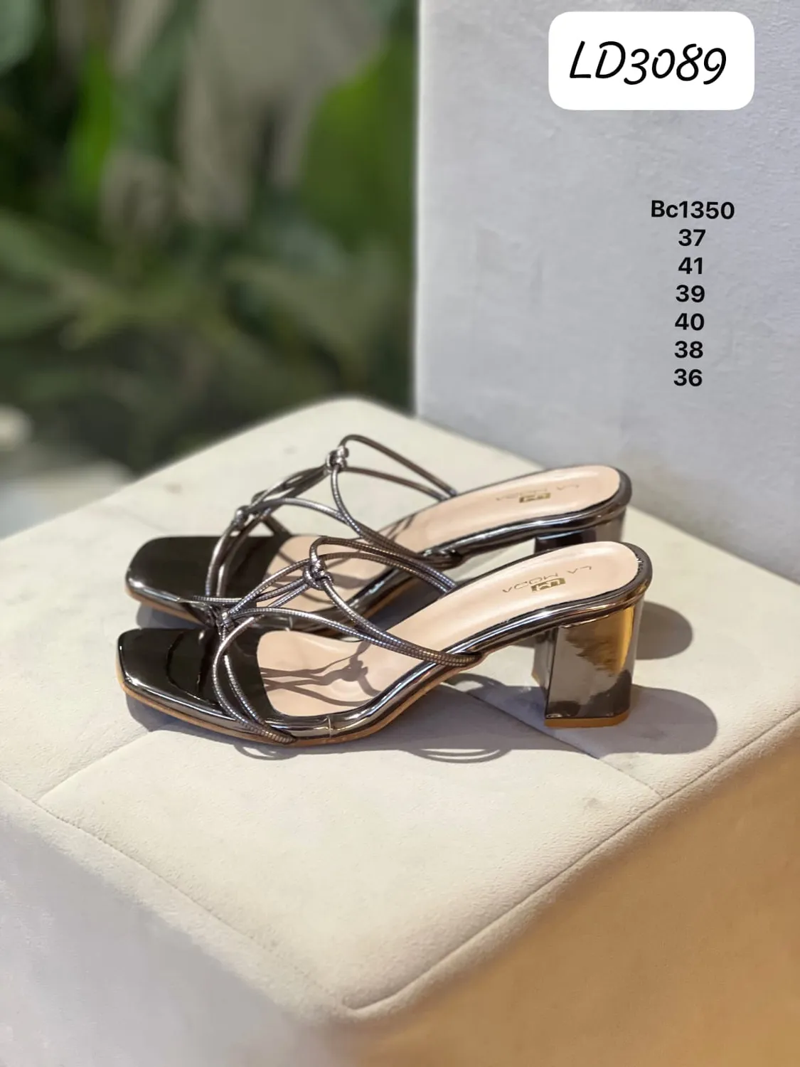 Strappy Block-Heel Sandal in Bronze
