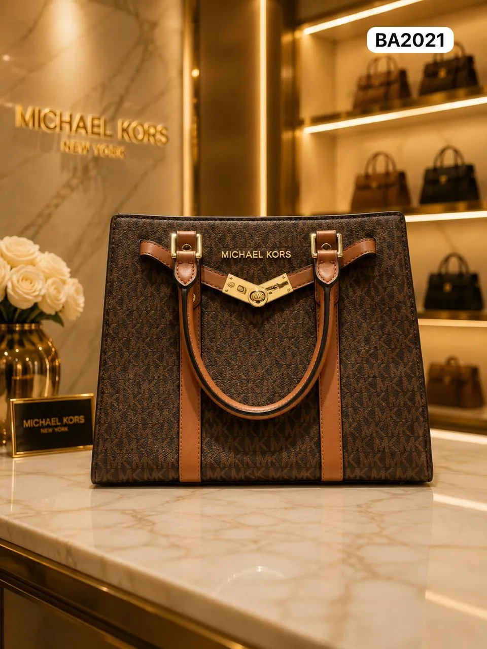 Monogram Buckle Tote in Brown