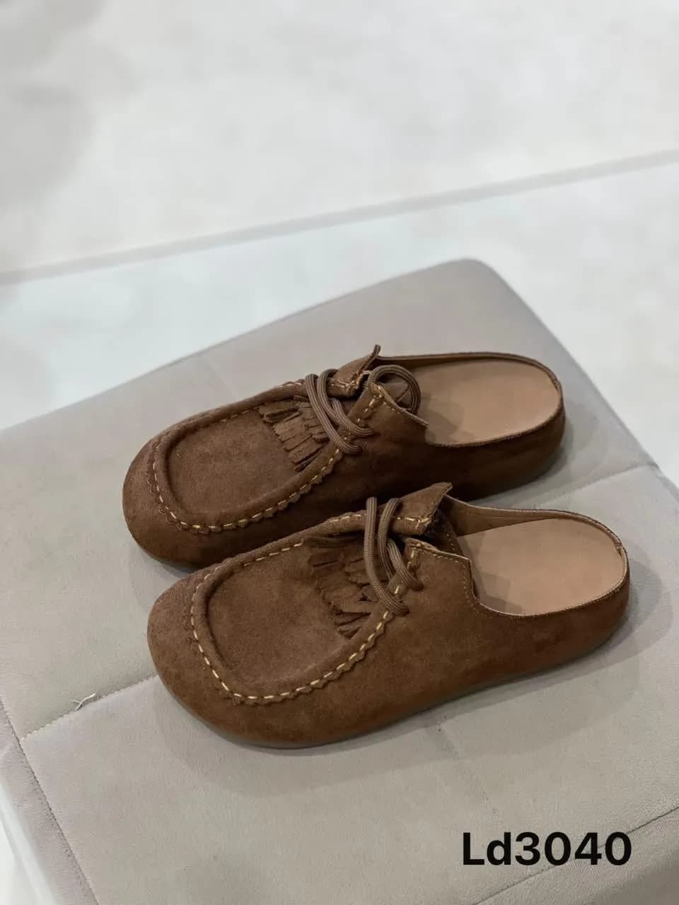 Fringe Moccasin in Tan Suede