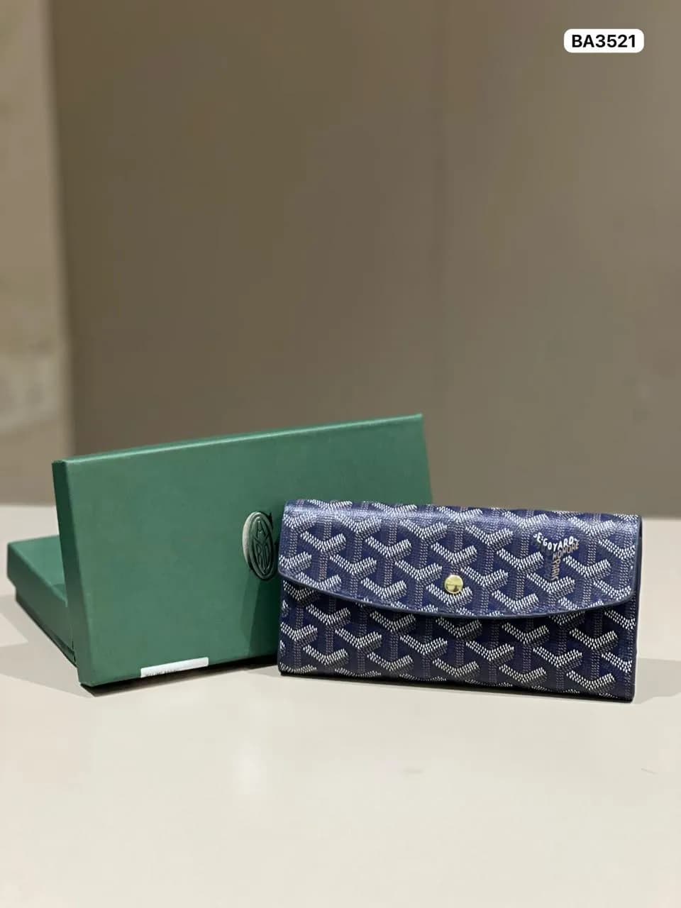 Chevron Print Wallet in Navy