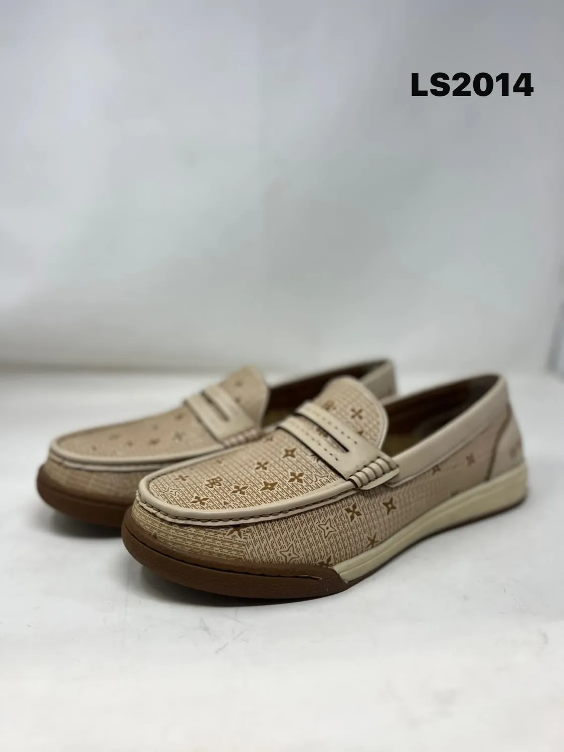 Perforated Boat Loafer in Beige