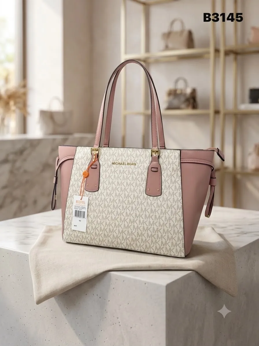 Monogram Tote in Cream & Blush