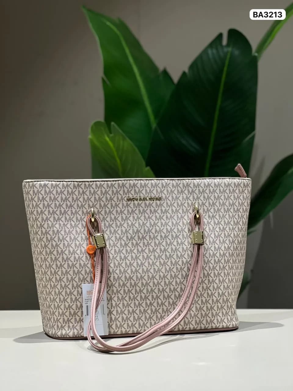 Monogram Tote in Cream & Blush (BA3213)