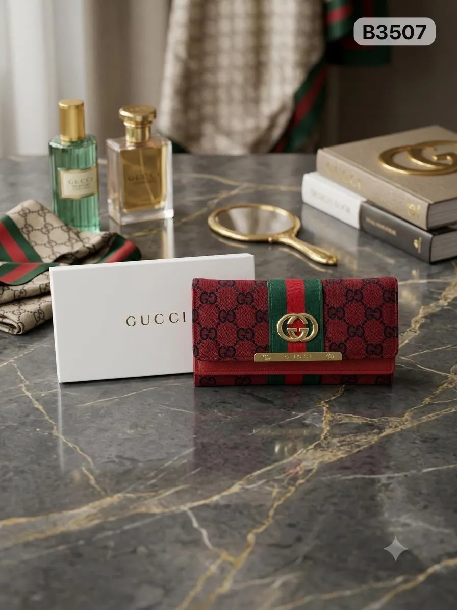 Web Stripe Long Wallet in Red