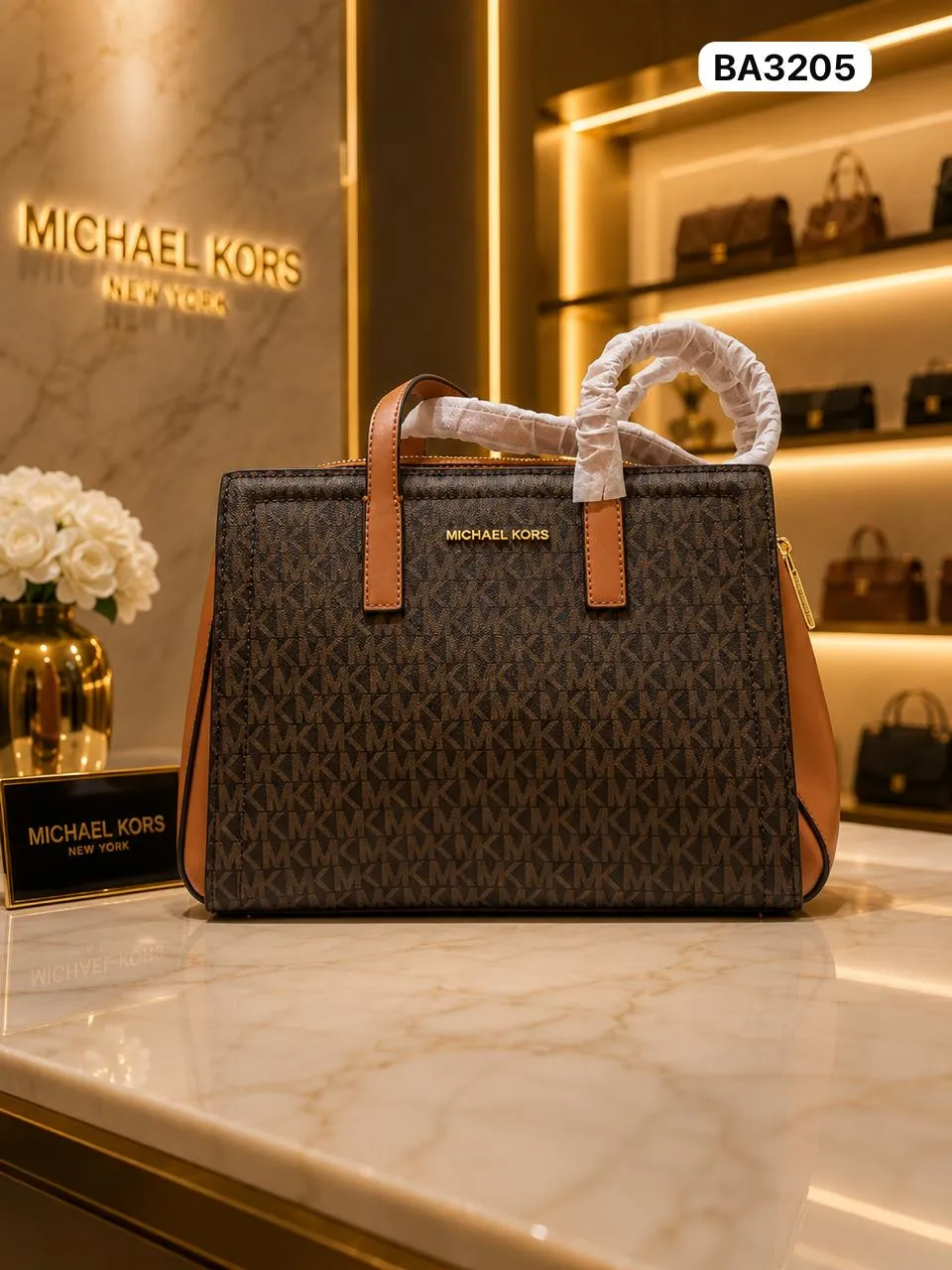 Monogram Tote in Brown & Tan (BA3205)