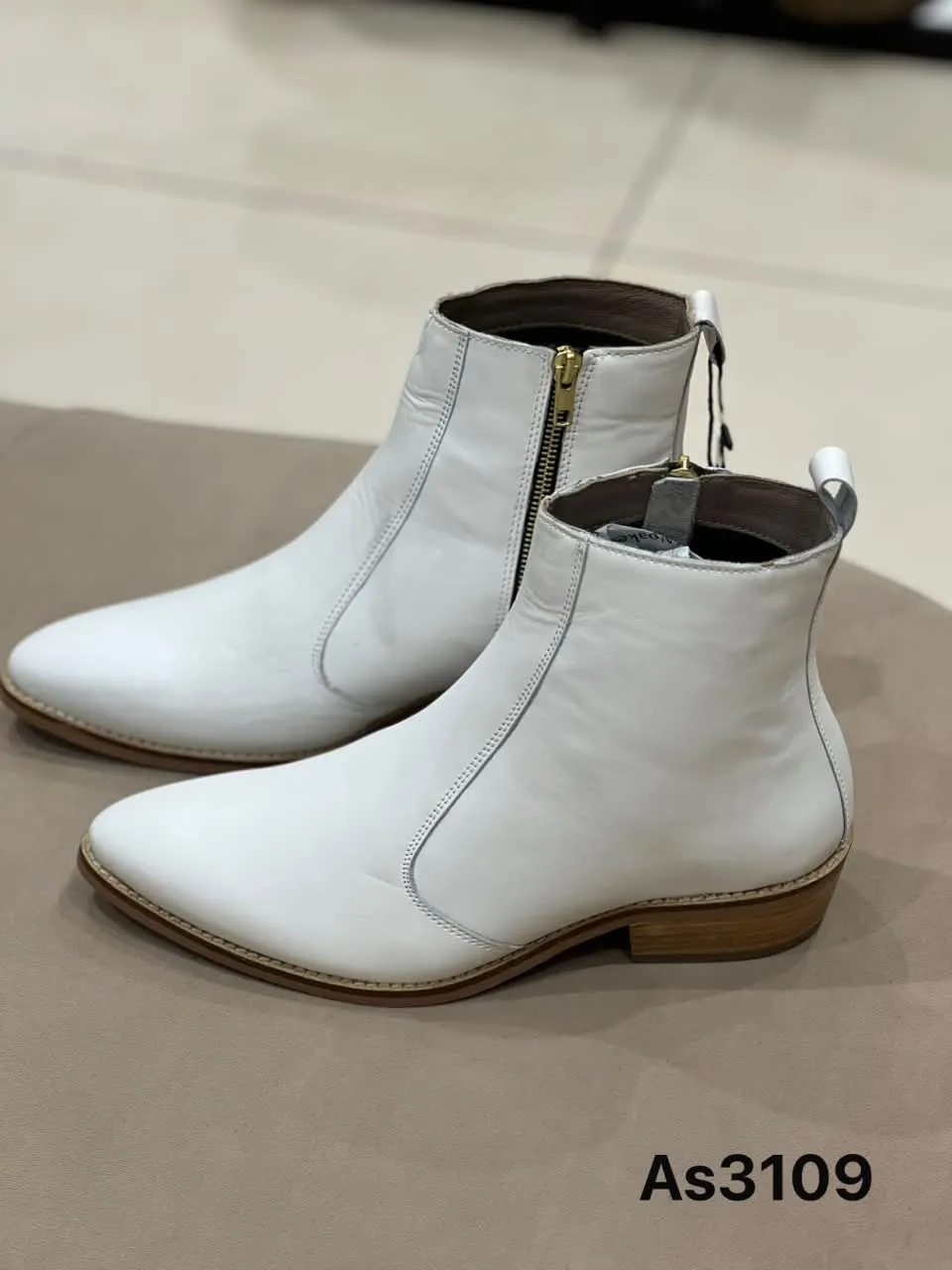 Zip Ankle Boot in White