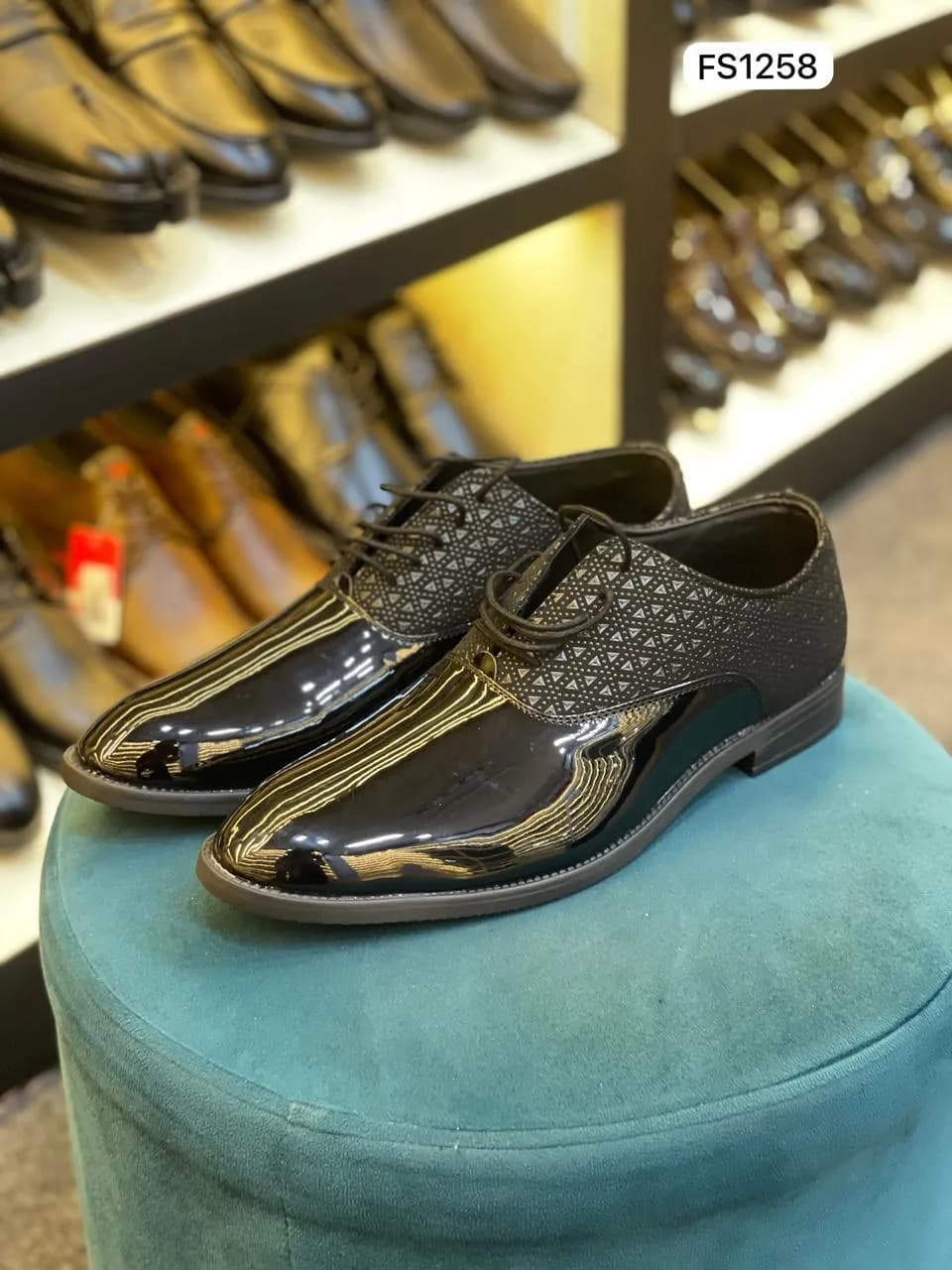 Patent Studded Derby in Black