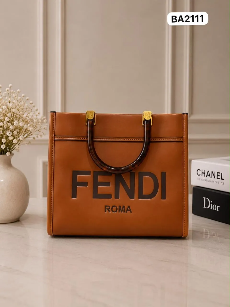 Logo Shopper Tote in Tan