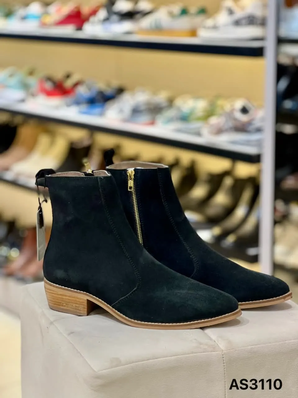 Suede Zip Boot in Black