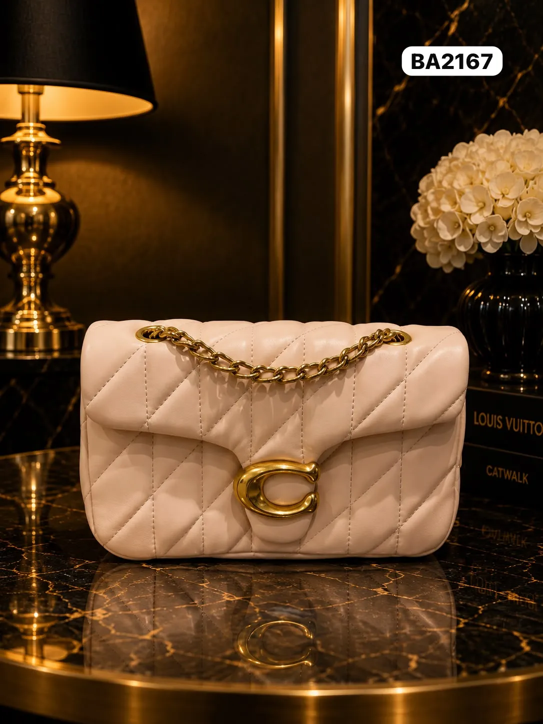 Quilted Chain Bag in Blush
