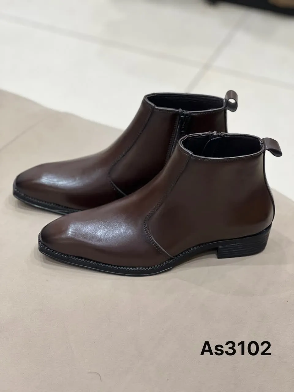 Zip Ankle Boot in Brown